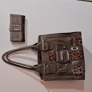 Guess Bag & Wallet Set, Grey + Snakeskin Style